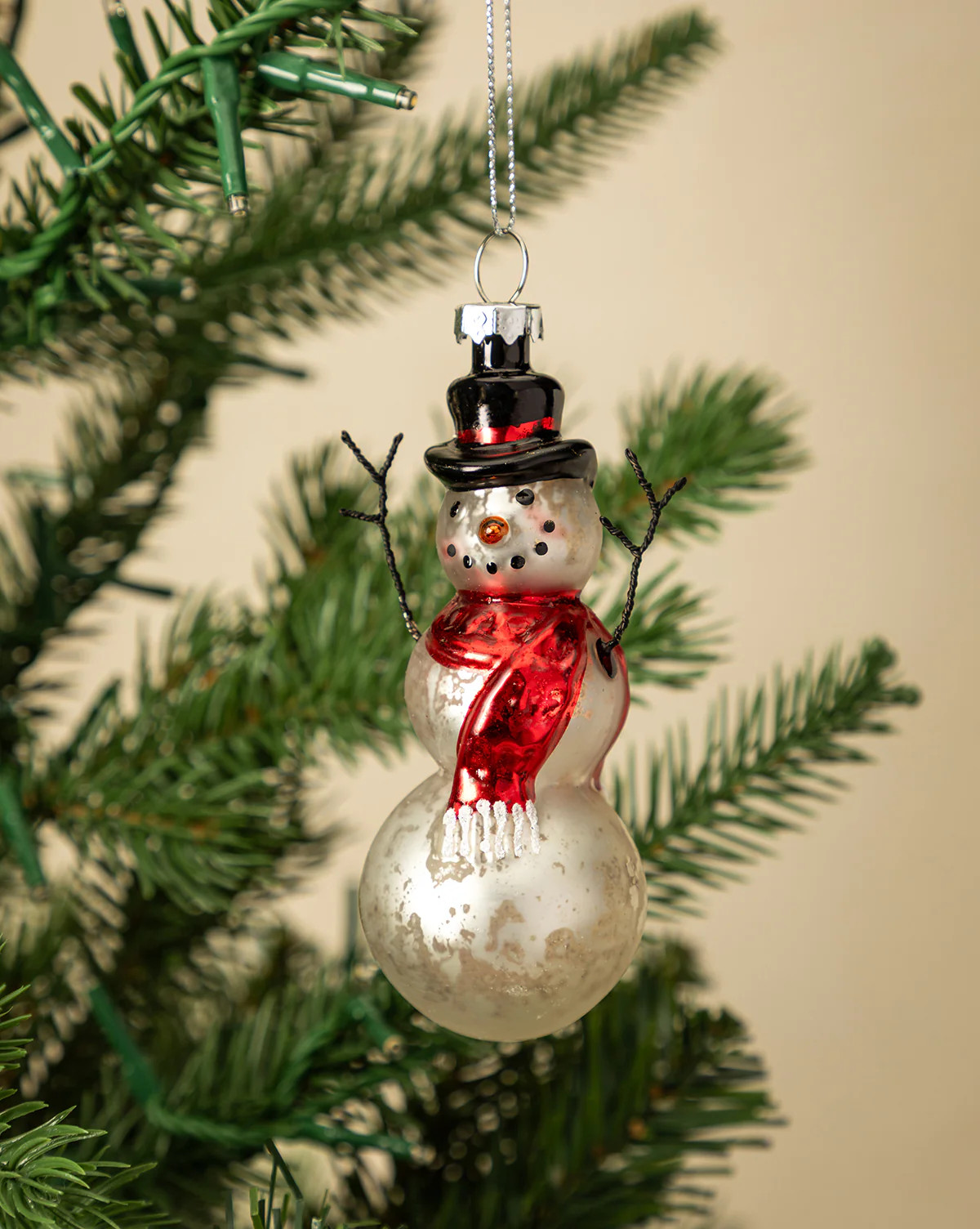 Mercury Glass & Wire Snowman Ornament | McGee & Co. (US)