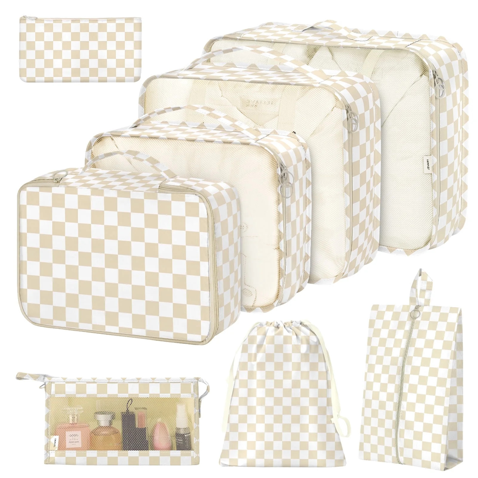 Livhil 8Pcs Packing Cubes for Luggage, Packing Cubes for Travel Luggage Packing Organizers ( Khak... | Walmart (US)