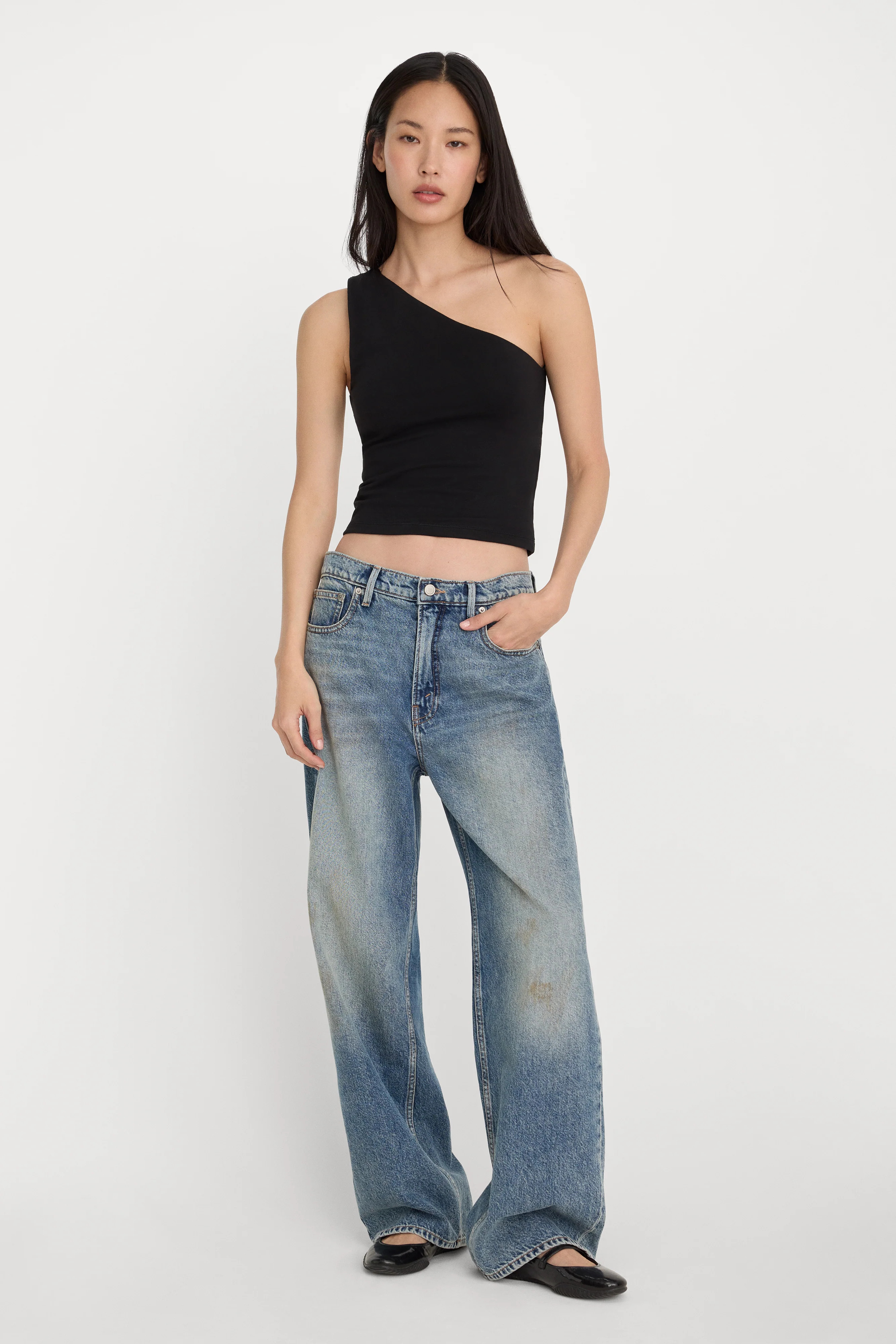 SUPER STRETCH ONE SHOULDER TANK | BLACK001 - GOOD AMERICAN | Good American