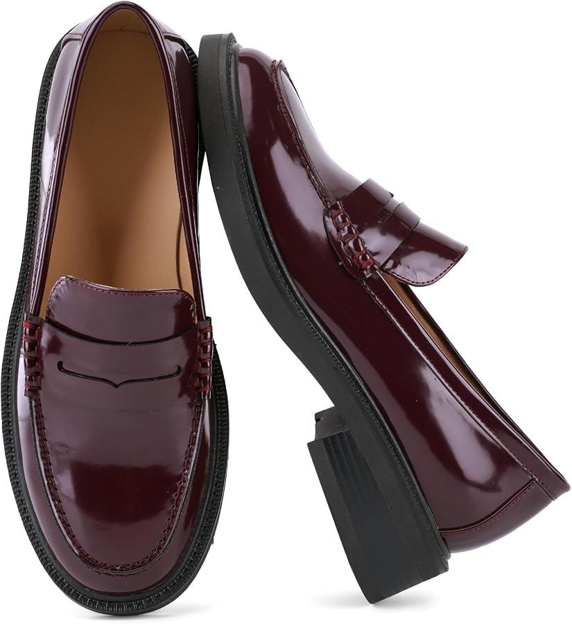 Loafers for Women, Classic Penny Slip On Flat Dress Shoes | Amazon (US)