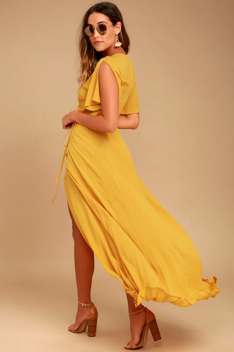 much obliged golden yellow wrap maxi dress thewildindiangirl's Lulu Product Set on LTK feature_Crossed Straps