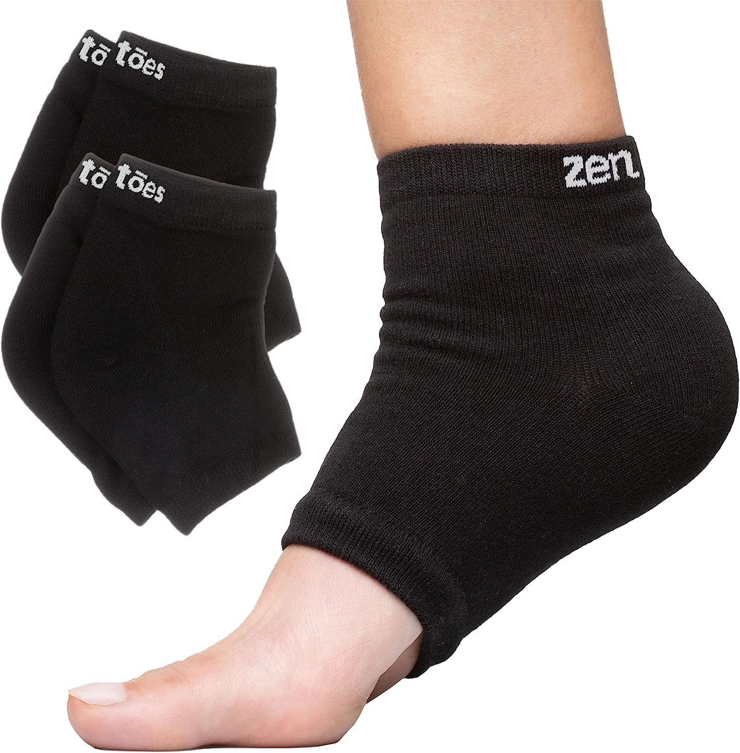 ZenToes Moisturizing Heel Socks 2 Pairs Gel Lined Toeless Spa Socks to Heal and Treat Dry, Cracke... | Amazon (US)