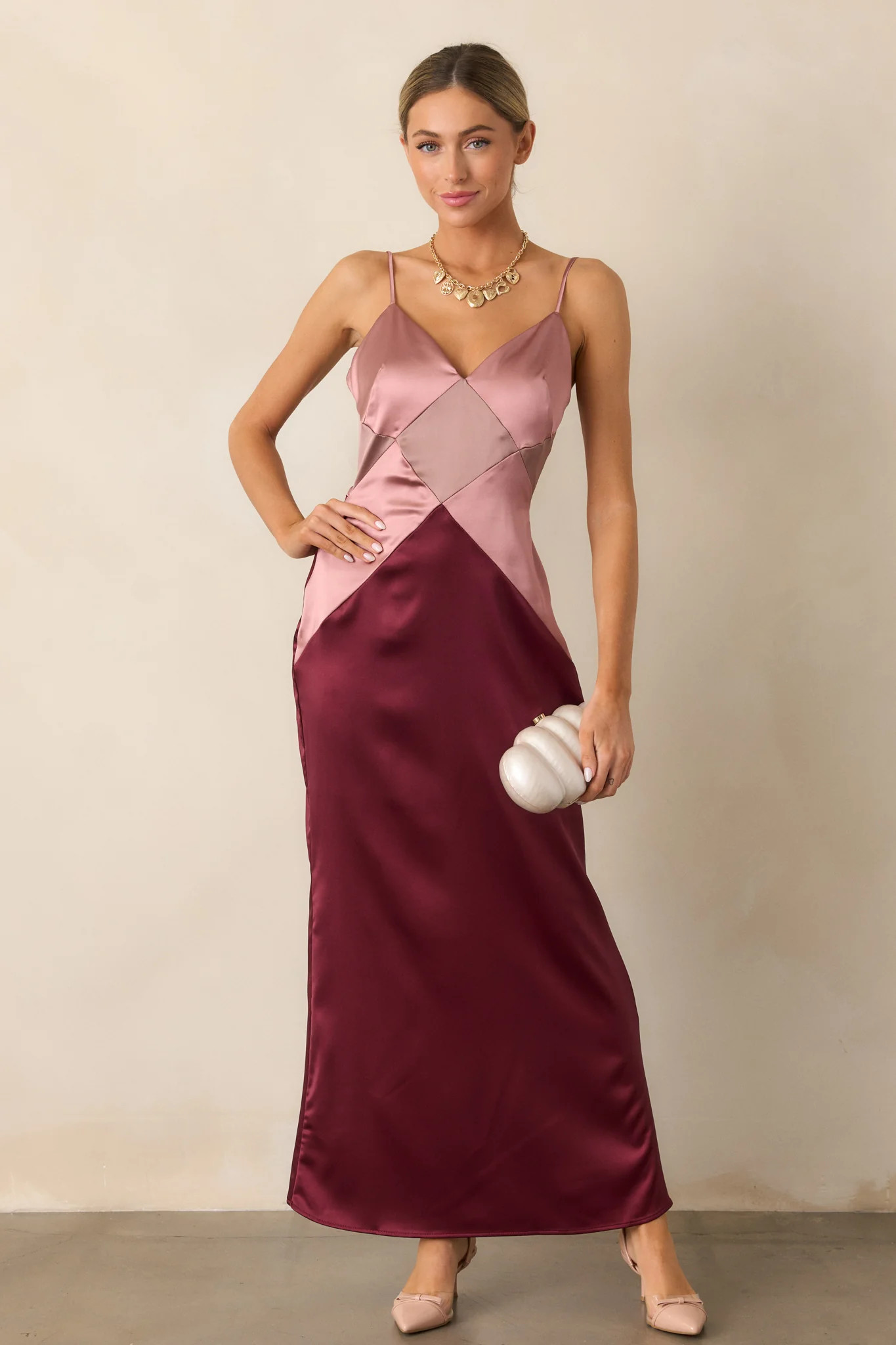 Celestial Skies Mauve Mist Satin Maxi Dress | Red Dress