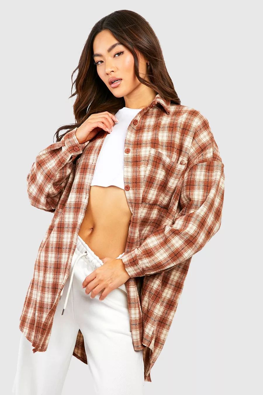 Black Oversized Flannel Shirt | Boohoo.com (US & CA)