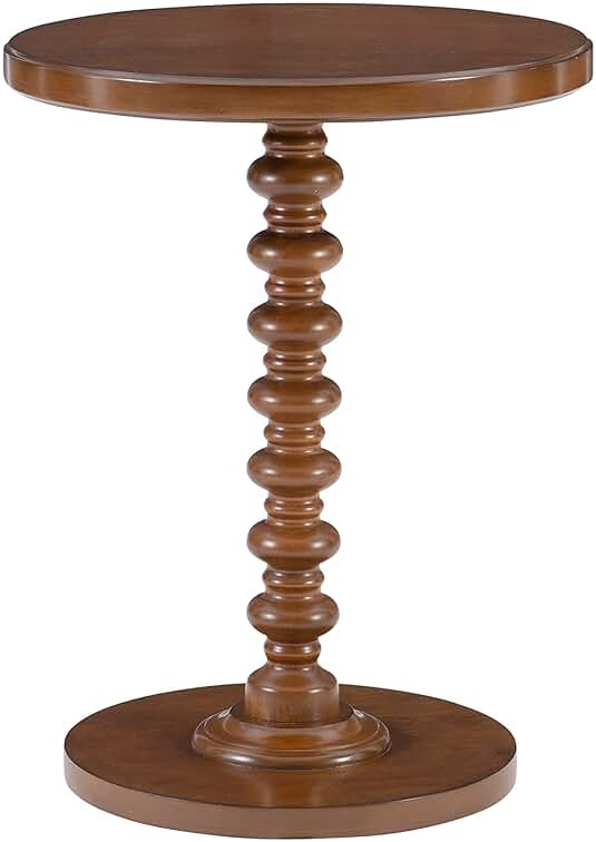 Tarkin Round Hazelnut Turned Spindle Pedestal Side Accent Table | Amazon (US)