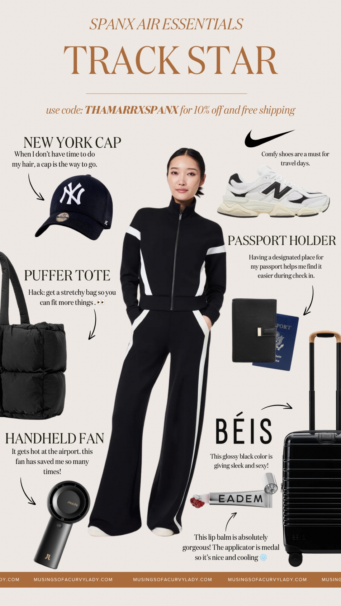 Track Star🏃‍♀️
This girl isn’t missing her flight thanks to TSA Precheck ✔ I love how the lines of this set taper into my waist, perfectly highlighting my shape. This travel-friendly style also comes in a chic jumpsuit, making it a versatile outfit option for any trip!

#LTKStyleTip #LTKPlusSize #LTKTravel