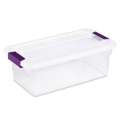 Sterilite 6 Qt Clear View Box Clear with Latches Purple | Target