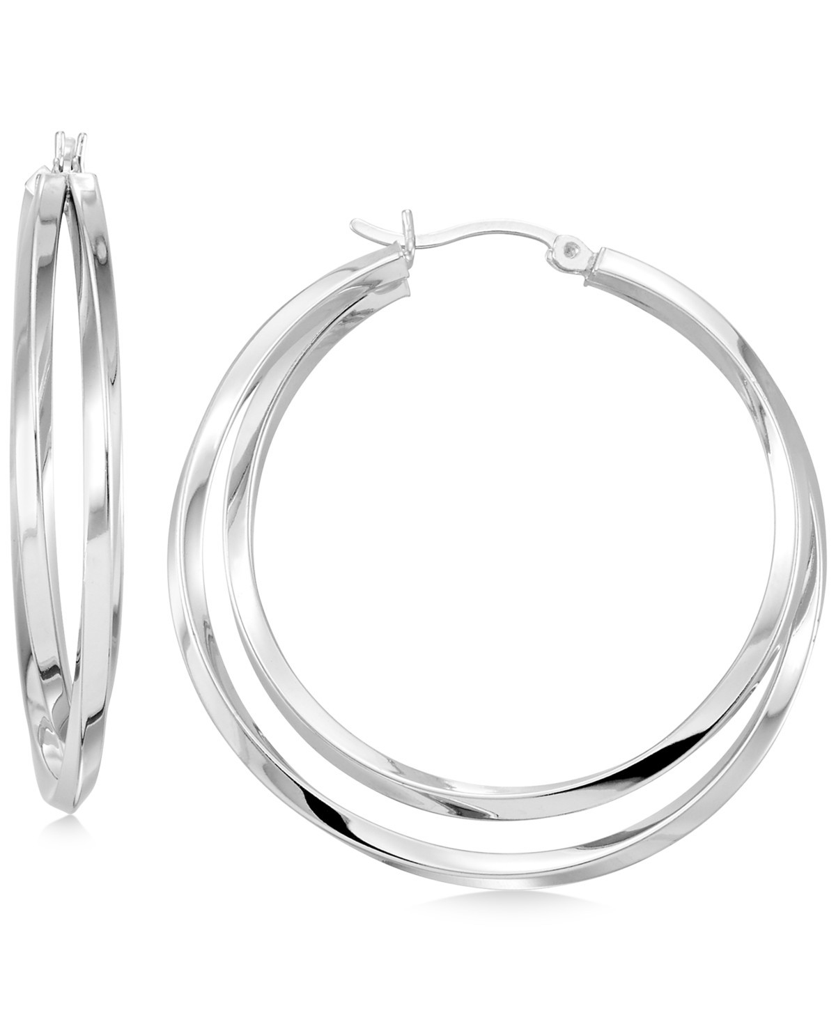 Interlocking Hoop Earrings in 14k Gold-Plated Silver and Sterling Silver - Silver | Macy's