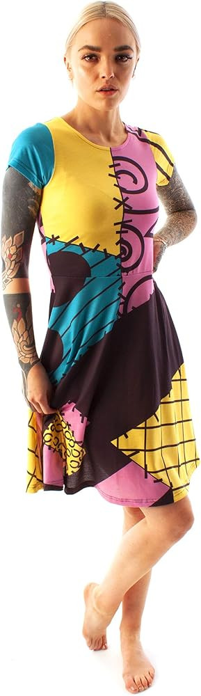 Disney Nightmare Before Christmas Sally Women's Short Sleeve Costume Dress | Amazon (US)