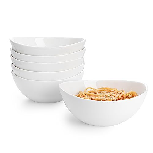 Sweese 7 Inch Porcelain 28 oz Bowls Set of 6, for Soup | Cereal | Pasta | Salad | Ramen | - Microwave, Dishwasher, and Oven Safe - White | Amazon (US)