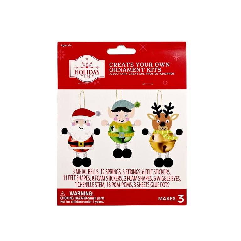 Holiday Time Christmas Multicolor Novelty Bell Ornament Kit for All Ages - Walmart.com | Walmart (US)