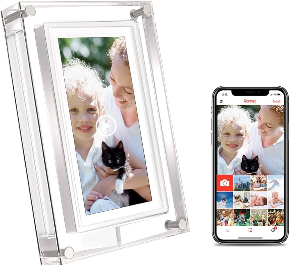 FRAMEO 5 Inch Smart WiFi Acrylic Digital Photo Frame IPS LCD Touch Screen, Auto-Rotate Portrait a... | Amazon (US)