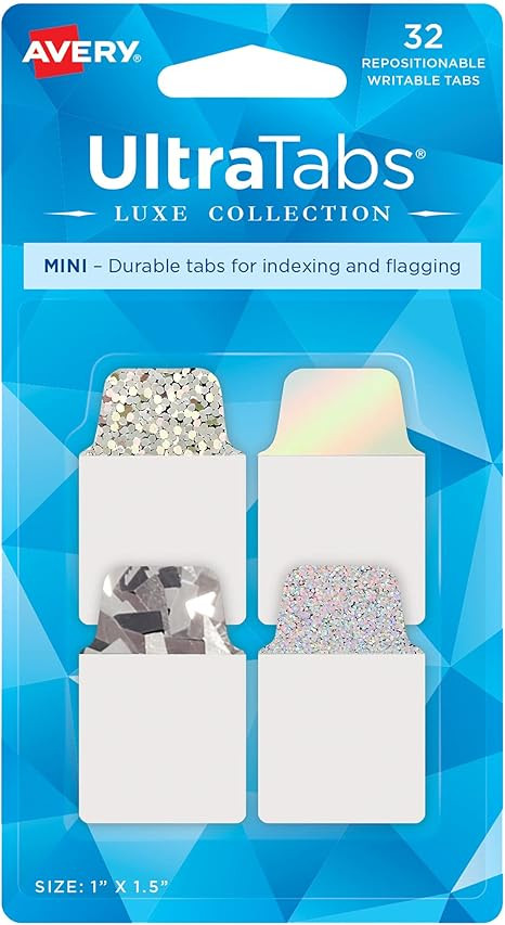 Avery Ultra Tabs Luxe Collection, 1" x 1.5" Mini Tabs, Holographic Iridescent Designs, 32 Reposit... | Amazon (US)