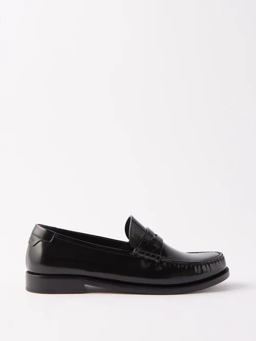 Saint Laurent - Le Loafer Leather Penny Loafers - Womens - Black | Matches (US)