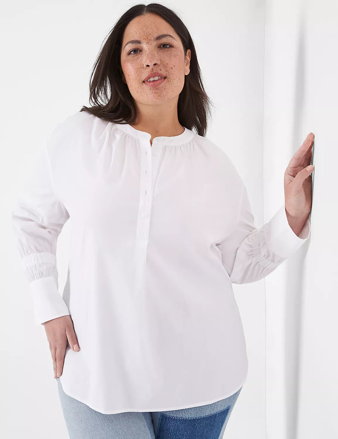 Relaxed Drop-Shoulder Popover Shirt | LaneBryant | Lane Bryant (US)