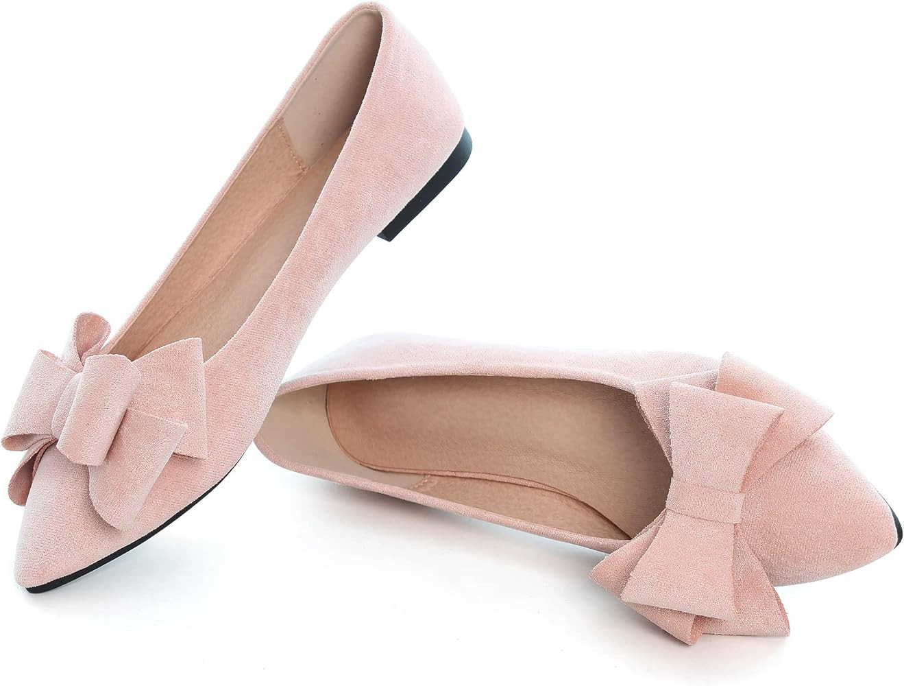Dear Time Women's Casual Flats Bowknot Pointed Toe Ballet Flats Dressy Bridal Shoes Slip Ons Loaf... | Amazon (US)