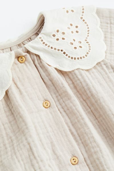 Romper Suit with Eyelet-embroidered Collar | H&M (US)