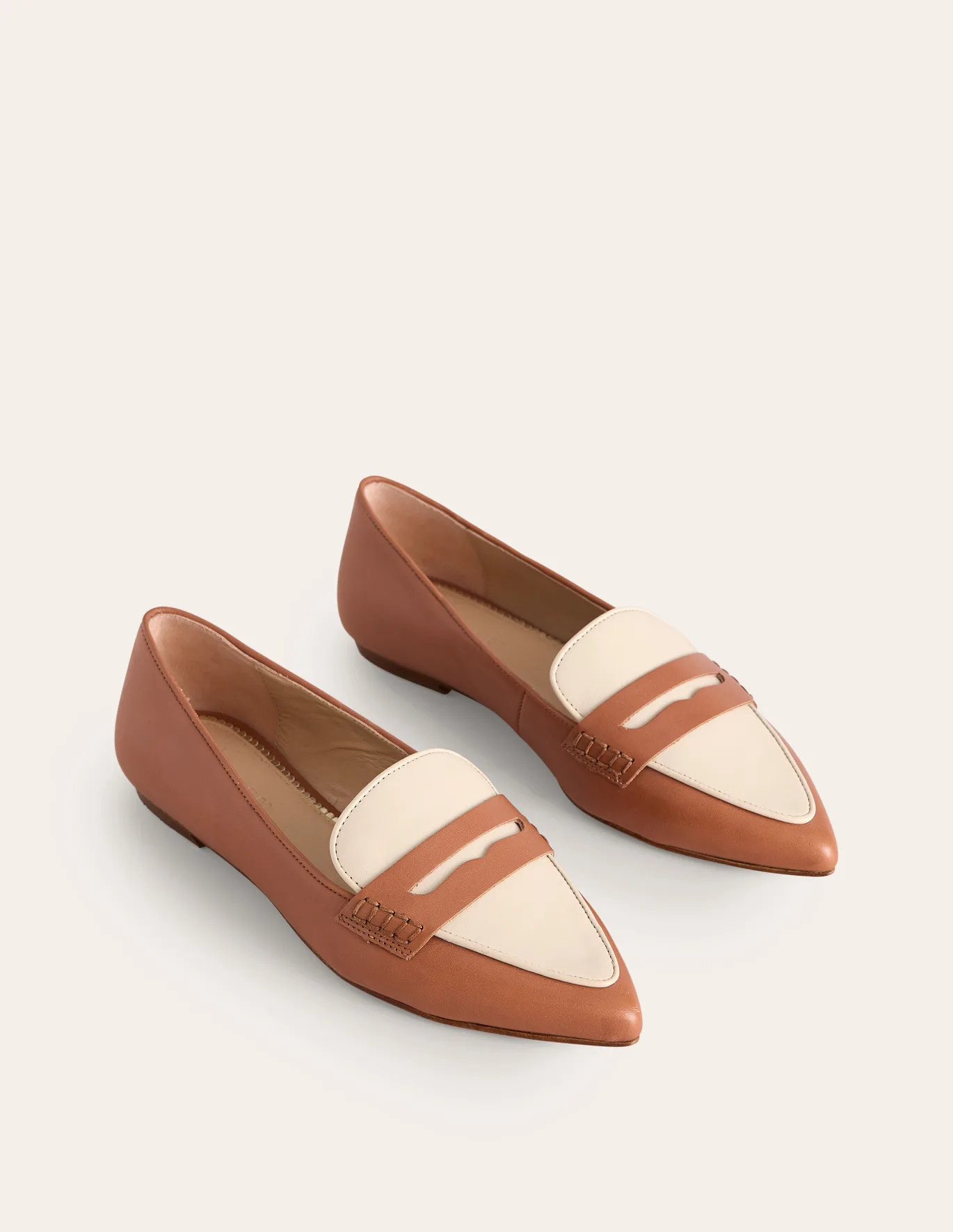 Pointed Loafers - Tan/Ecru | Boden US | Boden (US)