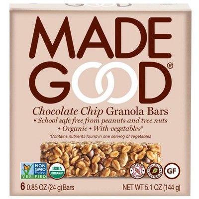 MadeGood Chocolate Chip Granola Bars - 6ct | Target