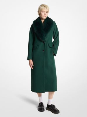 Faux Fur Collar Wool Blend Coat | Michael Kors US