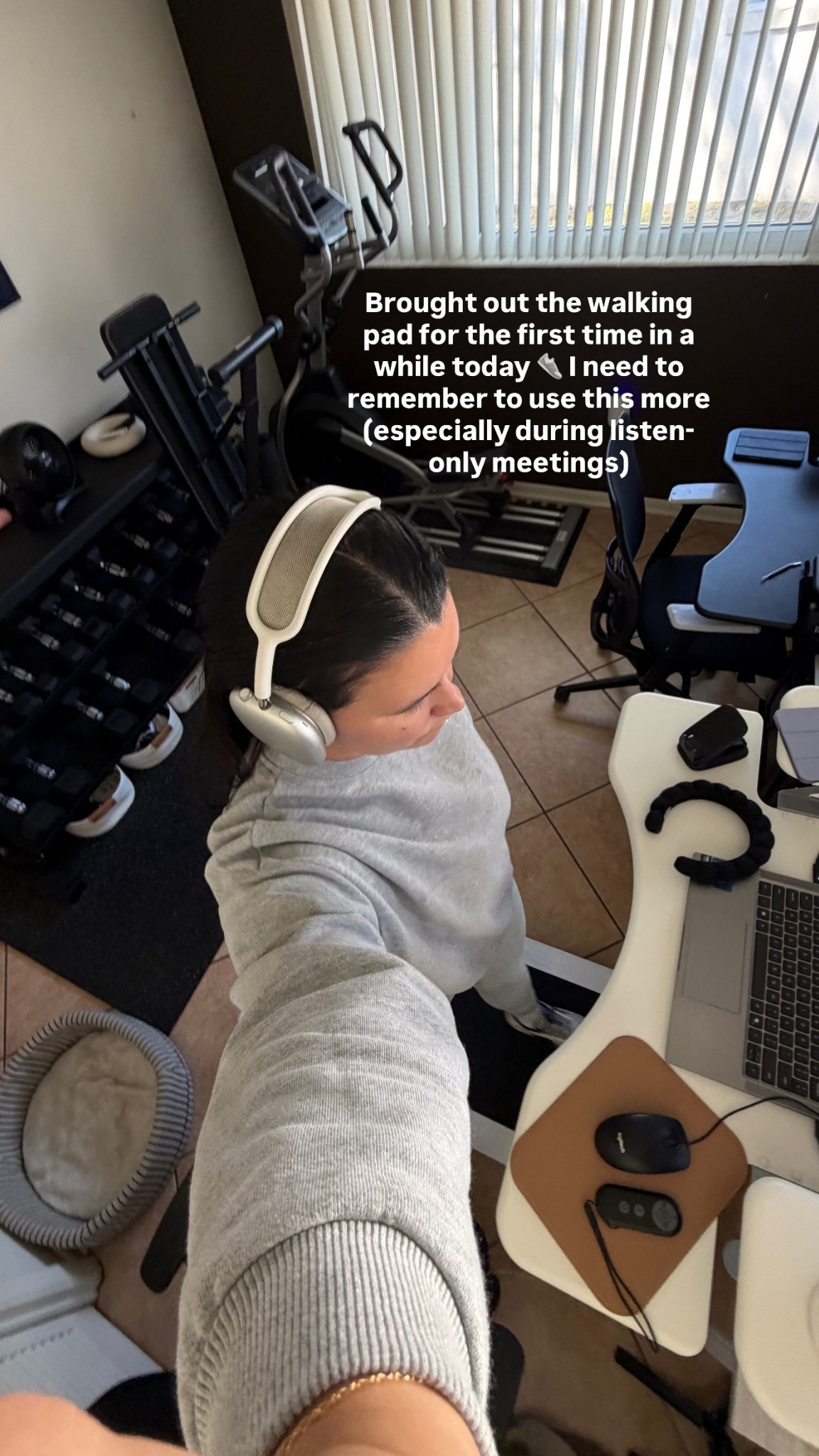 Brought out the walking pad for the first time in a while today 👟 I need to remember to use this more (especially during listen-only meetings)