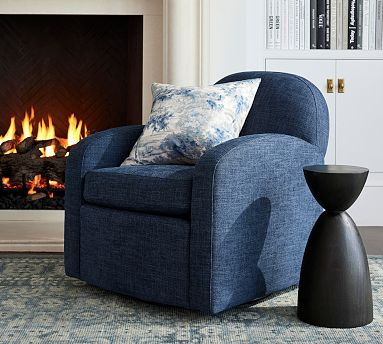 Farmhouse Upholstered Swivel Armchair | Pottery Barn (US)