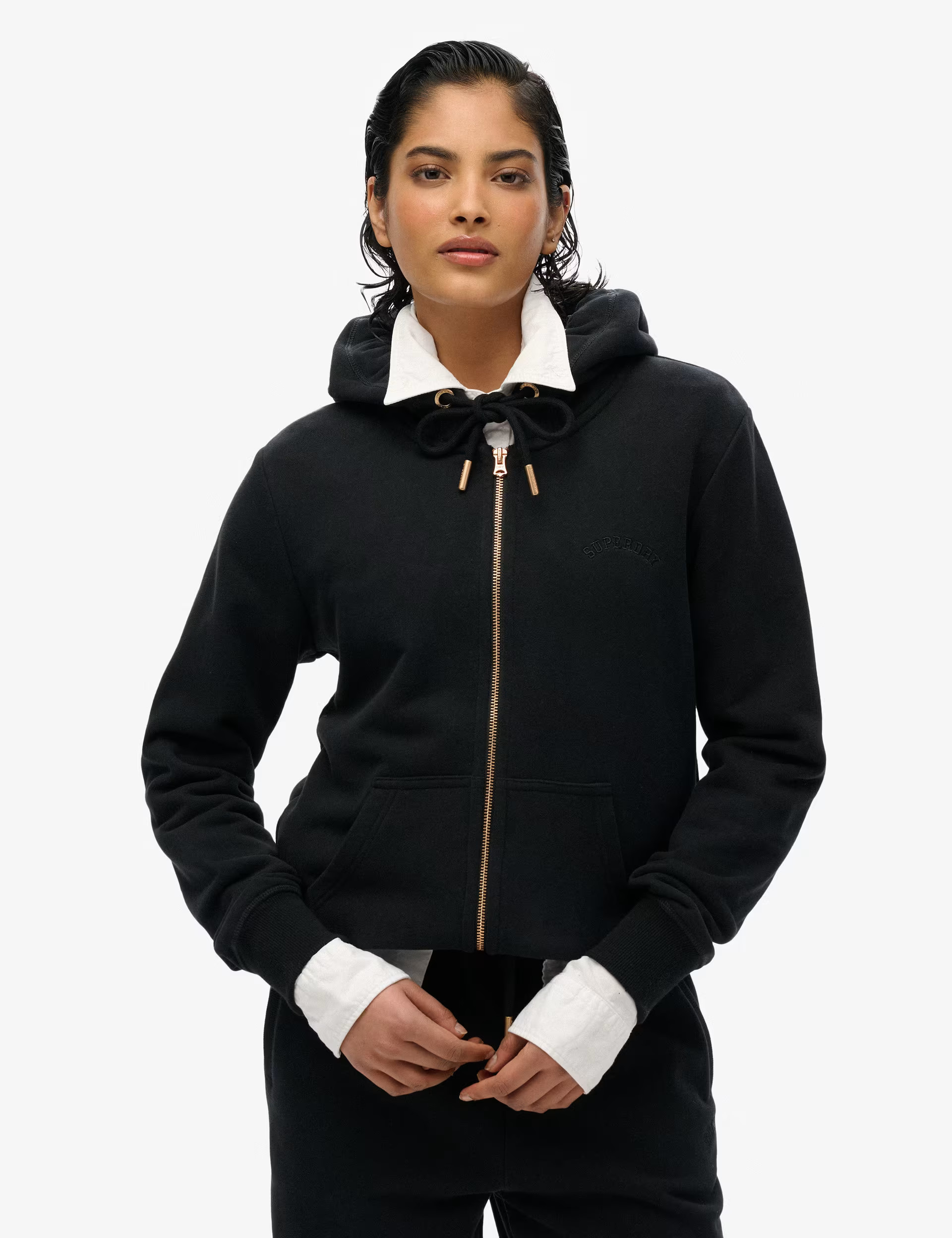 Cotton Rich Zip Up Embroidered Logo Hoodie | Superdry & Co | M&S | Marks & Spencer (UK)