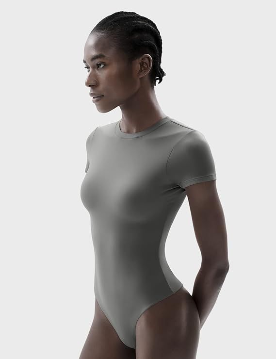 PUMIEY Women's Crew Neck Short Sleeve Bodysuit Smoke Cloud Collection T-shirt Tops | Amazon (US)