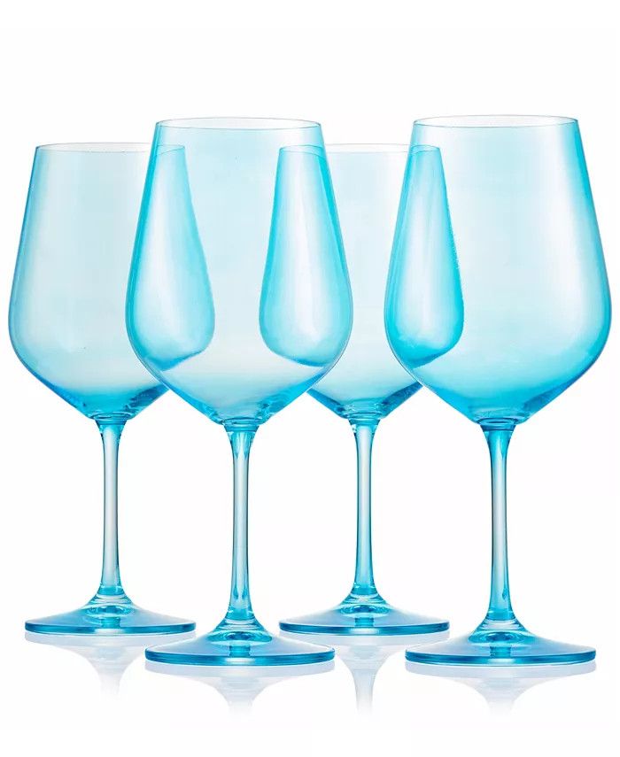 Godinger Sheer Blue Stemmed Wine Glasses, Set of 4 & Reviews - Glassware & Drinkware - Dining - M... | Macys (US)