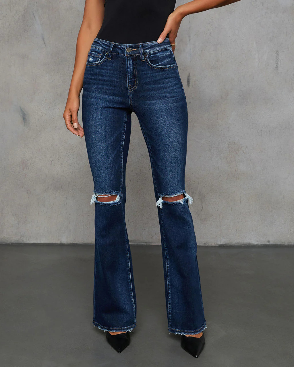 Pascal High Rise Distressed Flare Jeans | VICI