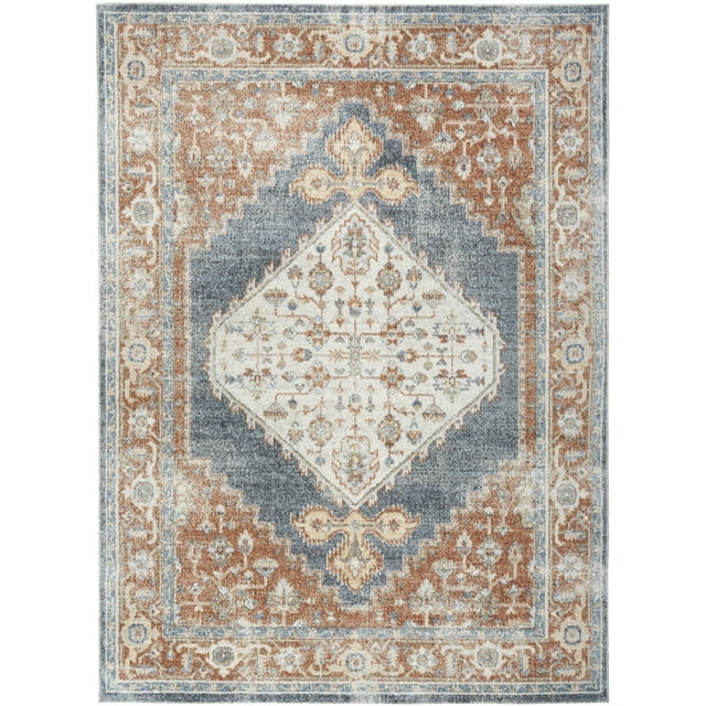 Nourison Astra Machine Washable Bohemian Denim Multi 5'3" x 7' Area Rug, (5x7) | Walmart (US)