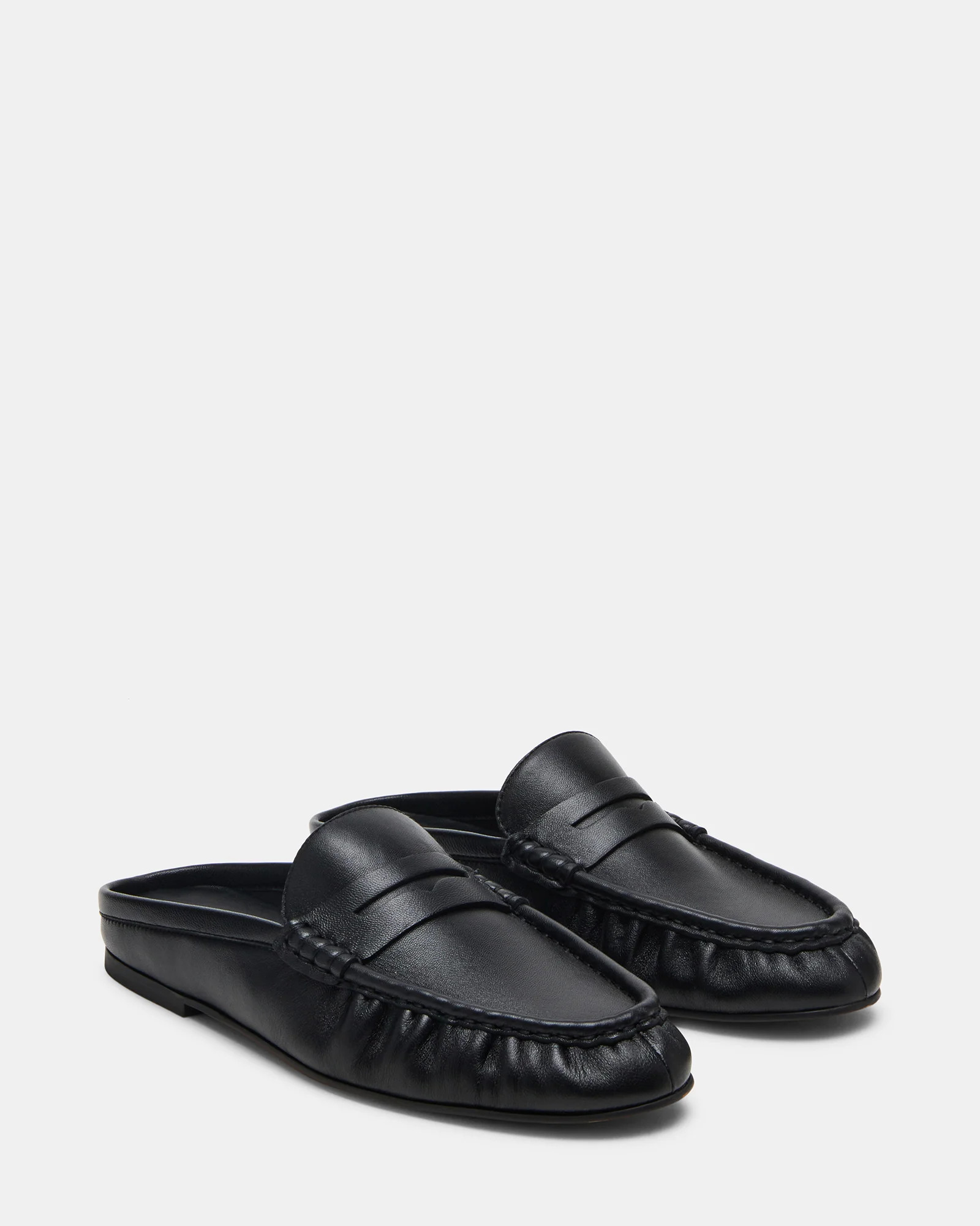 RAFE Black Leather Slip-On Mule Women's Flat | Steve Madden (US)