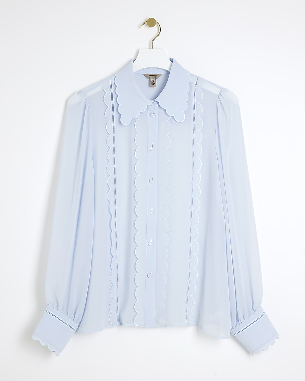 Blue scallop chiffon shirt | River Island (UK & IE)