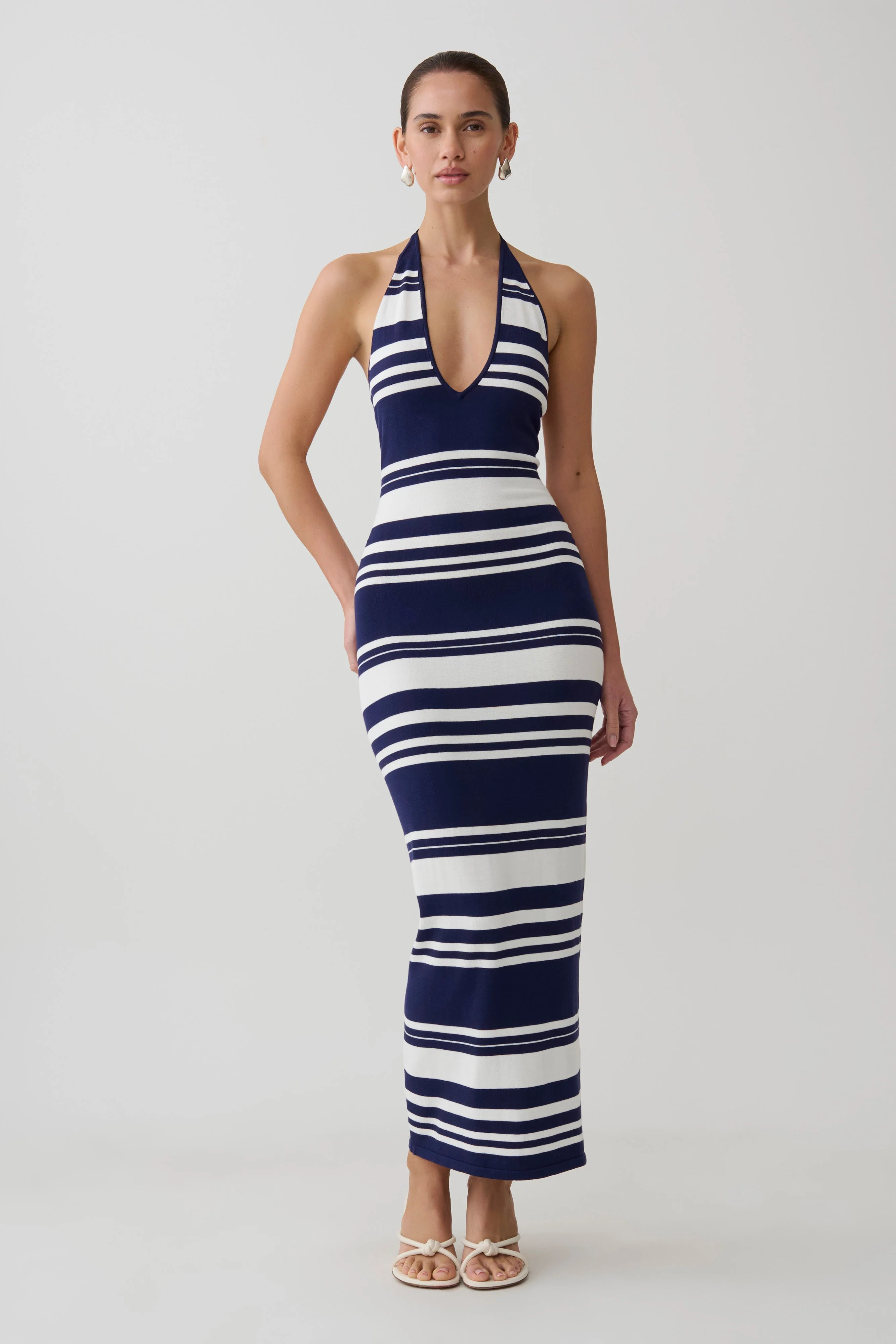 Brienne Stripe Maxi Dress / Navy/Ivory | MESHKI | 3XL | MESHKI US
