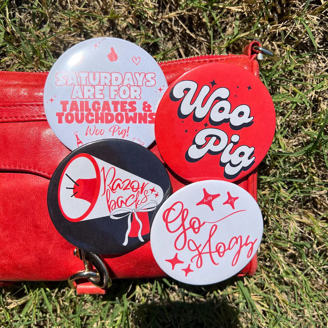 Gameday Buttons | Football Buttons | Tailgate Buttons | Arkansas | Gameday Pins | Football Season... | Etsy (US)