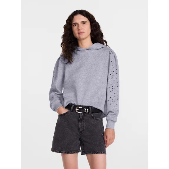 Scenario Women's and Women's Plus Eyelet Hoodie with Long Sleeves, Sizes XS-4X | Walmart (US)