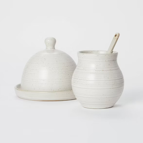 16.9oz Stoneware Jar with Spoon Cream - Threshold™ designed with Studio McGee | Target