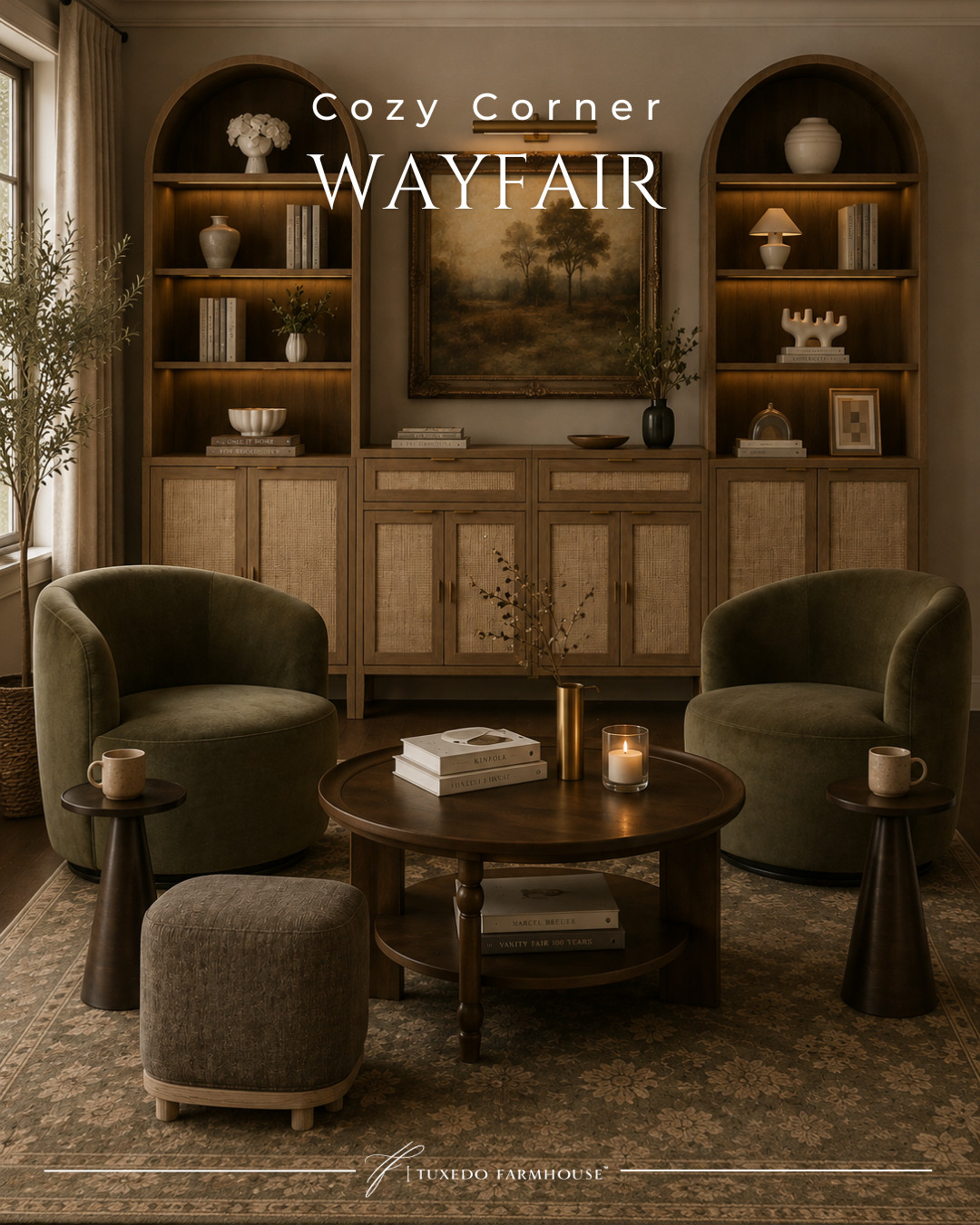 Cozy corners are my favorite way to make a house feel like home. 🤎 These gorgeous Wayfair finds create a warm, collected space that's perfect for reading, relaxing, or enjoying a quiet cup of coffee. The rich wood tones, olive accents, and timeless textures make this look one you'll enjoy long after the season changes.

#LTKHome #LTKStyleTip #Wayfair #CozyHome #HomeDecor #ReadingNook #NeutralDecor #FallHome 

 #LTKSeasonal #LTKHome #LTKSaleAlert