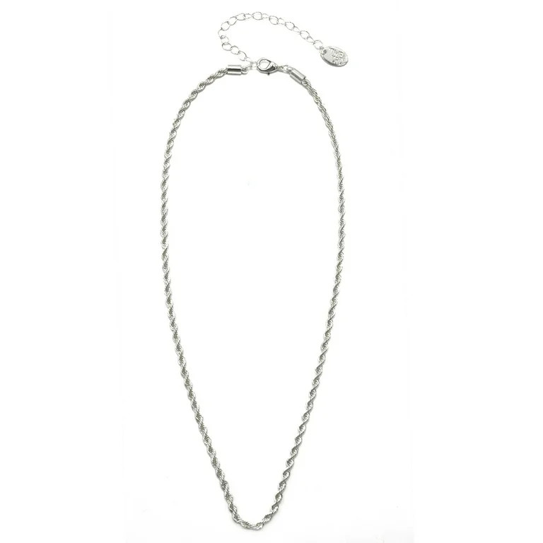 Time and Tru Women's Silver Tone Rope Chain Necklace 18" with Extender | Walmart (US)