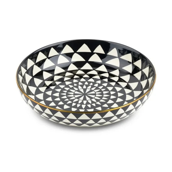 Thyme & Table Medallion Ceramic Serve Bowl Black and White | Walmart (US)