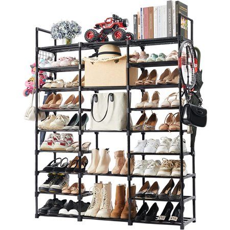 Gestal 9 Tiers Shoe Rack Tall Shoe Organizer Metal Shoe Storage 50 Pairs Vertical Shoe Shelf Black S | Walmart (US)
