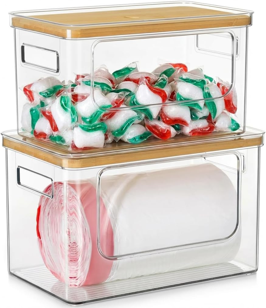 Trash Bag Dispenser Under Sink, 2 in 1 Garbage Bag Holder Dishwasher Pods Organizer for Kitchen Pantry Laundry Room | Amazon (US)