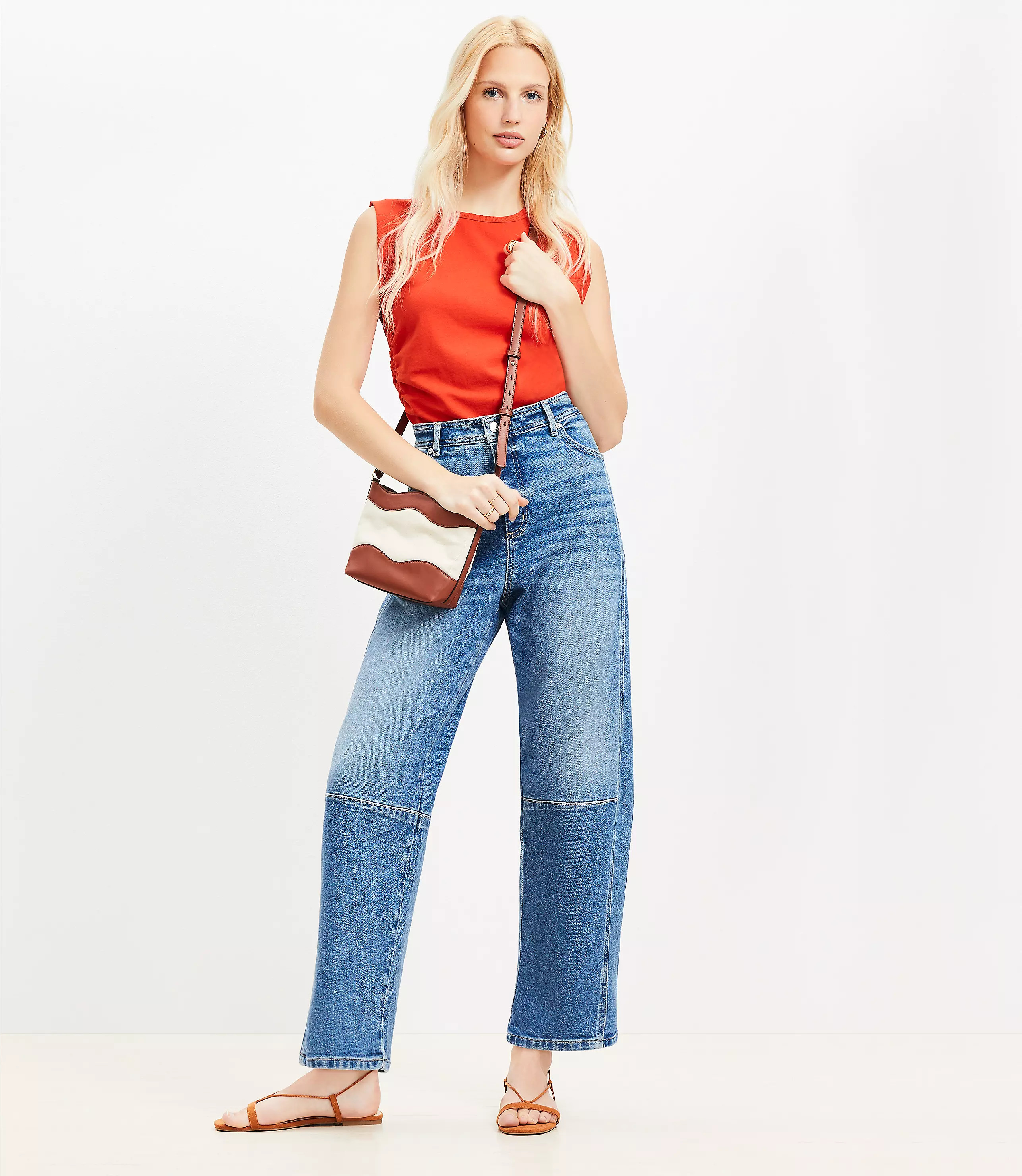 Petite High Rise Barrel Jeans in Classic Mid Wash | LOFT