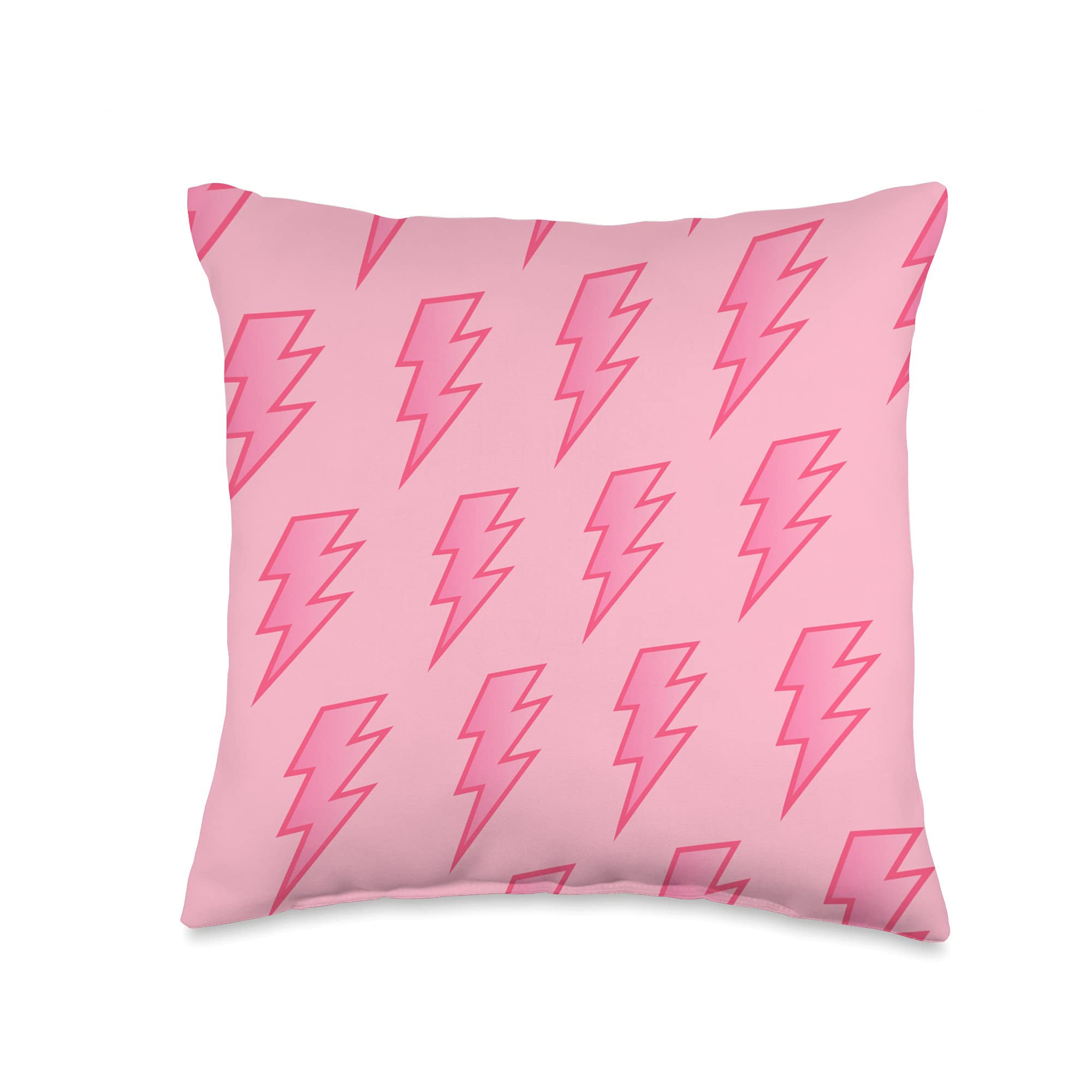 Pink Lightning Bolts Retro 90's Aesthetic Cute Girly Trendy Throw Pillow | Amazon (US)