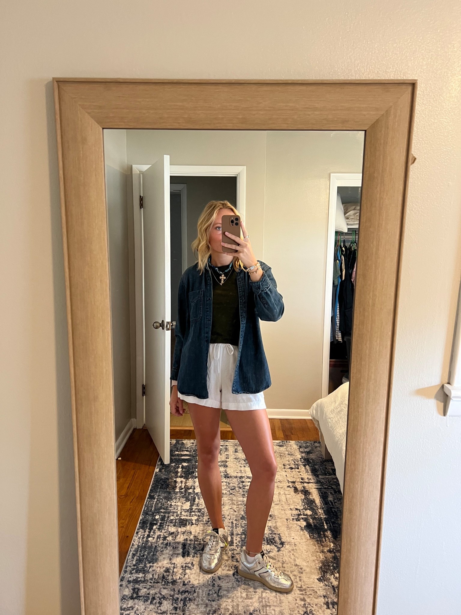 Linked similar on most things! Denim shirt is old target and sneakers are from TJ Maxx  