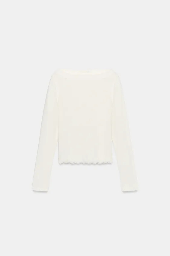 TOP MIT U-AUSSCHNITT UND SPITZE | Zara DE