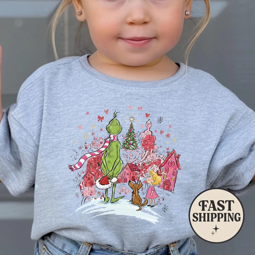 Gronch Christmas Sweatshirt, Whoville Holiday Shirt, Mean One Shirt, Cindy Lou Who Shirt, Green M... | Etsy (US)