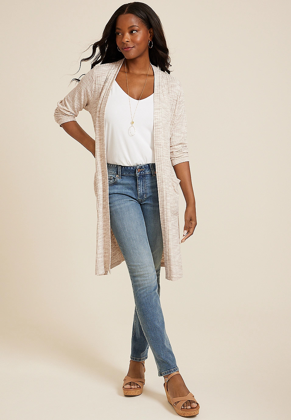 Rib Knit Duster Cardigan | Maurices