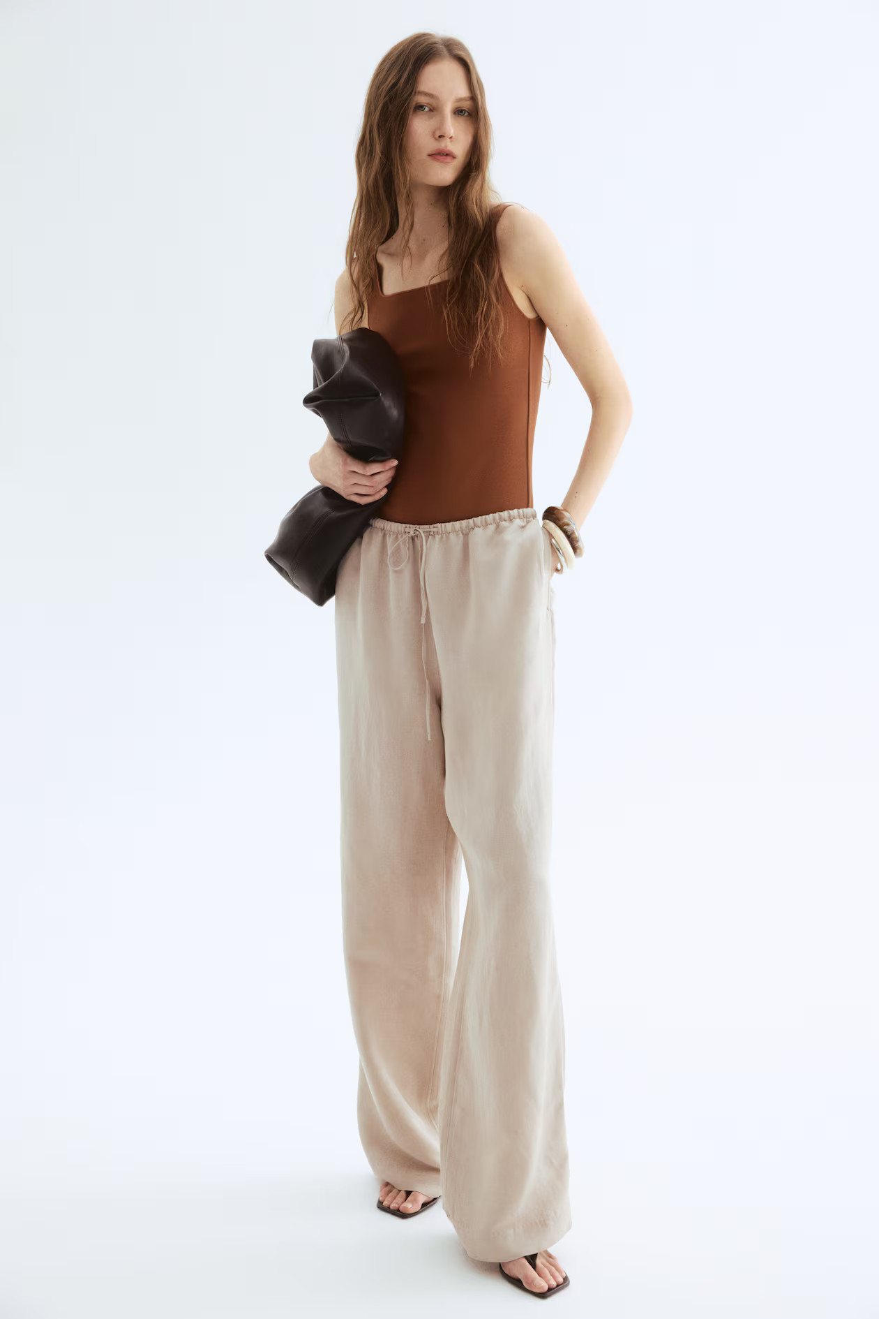 Straight linen-blend trousers | H&M (UK, MY, IN, SG, PH, TW, HK)