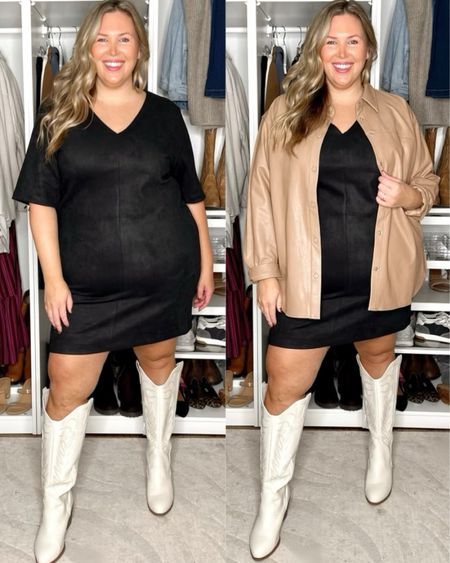 Plus Size Spanx Style Session! Use code ASHLEYDXSPANX for a discount on full price items at checkout! Okay, I’m not going to lie… I was scared to try this Faux Suede Column Dress but WOW. Wow. I love it SO MUCH. It’s lightweight but not too lightweight, and it has stretch in it! It runs true to size and didn’t feel too short at all. Paired it with the Leather-Like Oversized Shirt and boots — SUCH A LOOK!

#LTKSeasonal #LTKplussize #LTKstyletip
